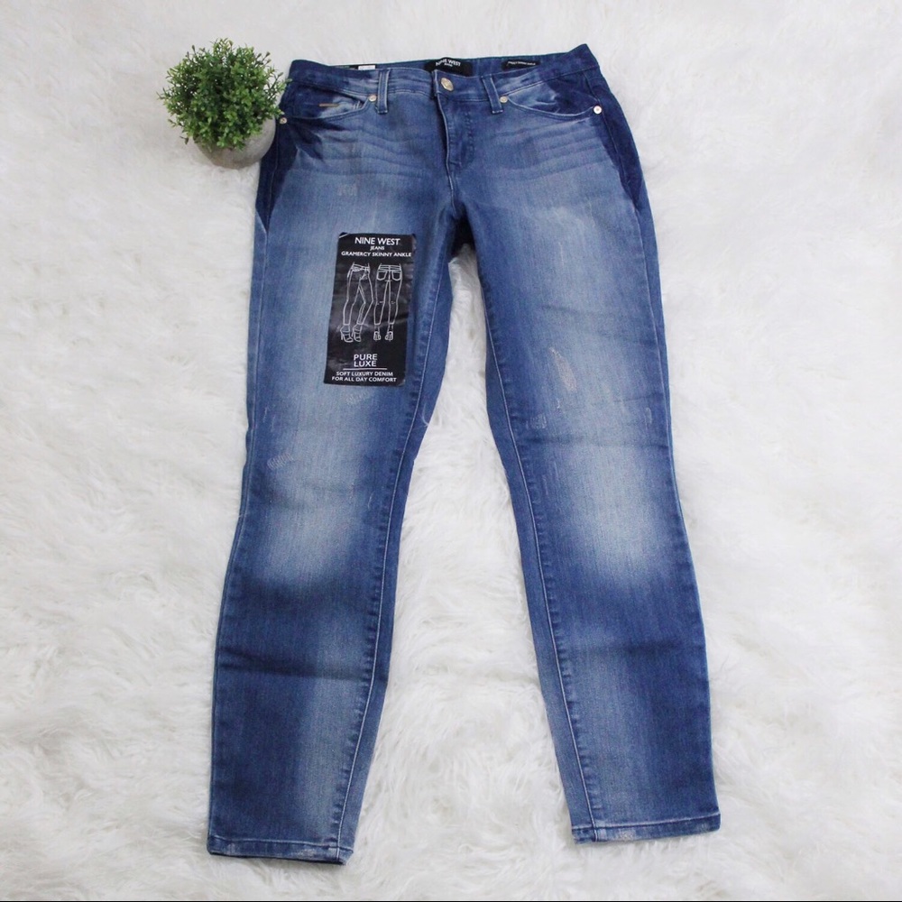 🎈SOLD🎈NWT Nine West Gramercy Blue Skinny Ankle Jeans 👖 - Picture 2 of 8